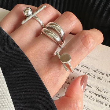 New Vintage Charm Double Layer Geometric Nail Design 925 Sterling Silver Rings - New Party Jewellery - The Jewellery Supermarket